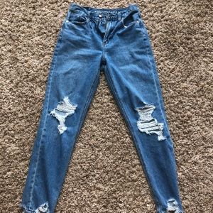 AEO ripped high rise mom jeans